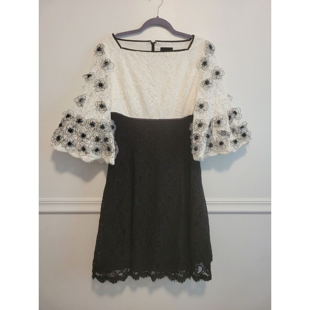 New without tags sz 8 Shani fit flare lace applique sleeve mini dress sequin - Picture 3 of 6